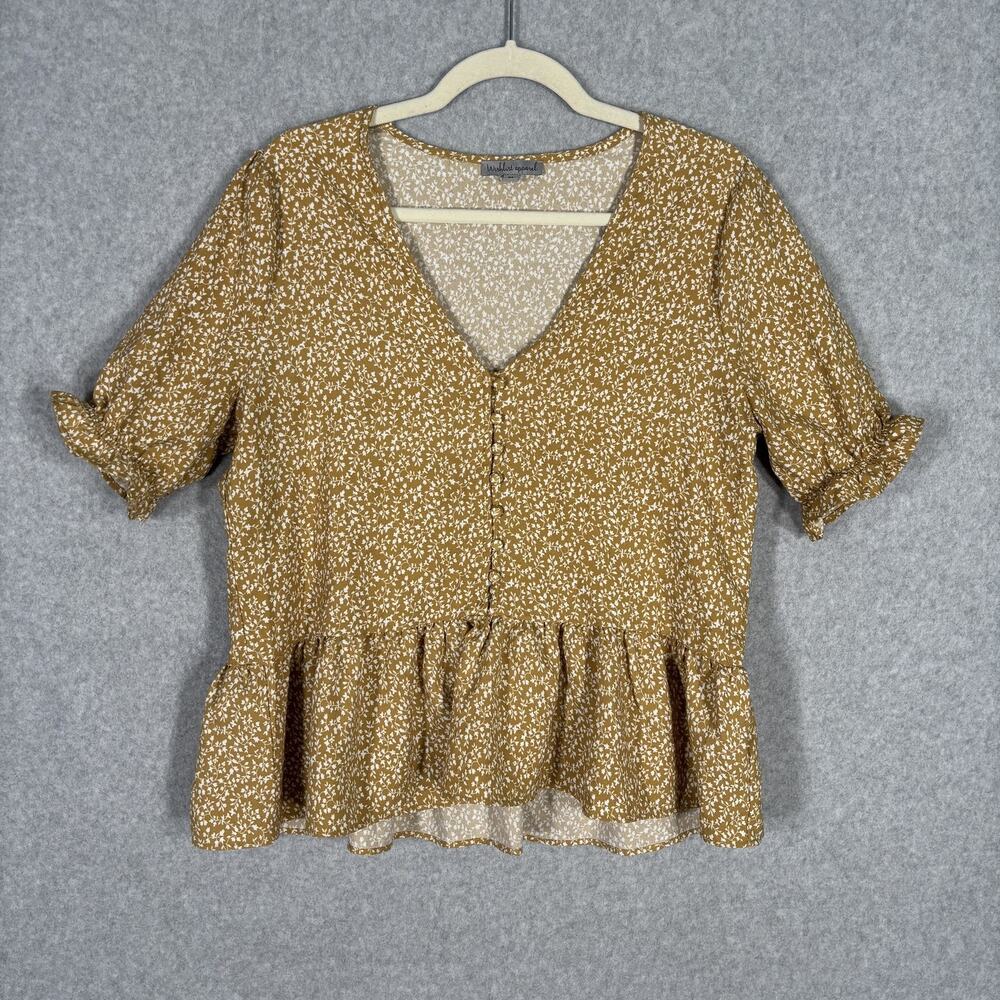 Babydoll Top Medium Floral‎ Puff Ruffle Coquette Peasant Cottage Milkmaid Boho